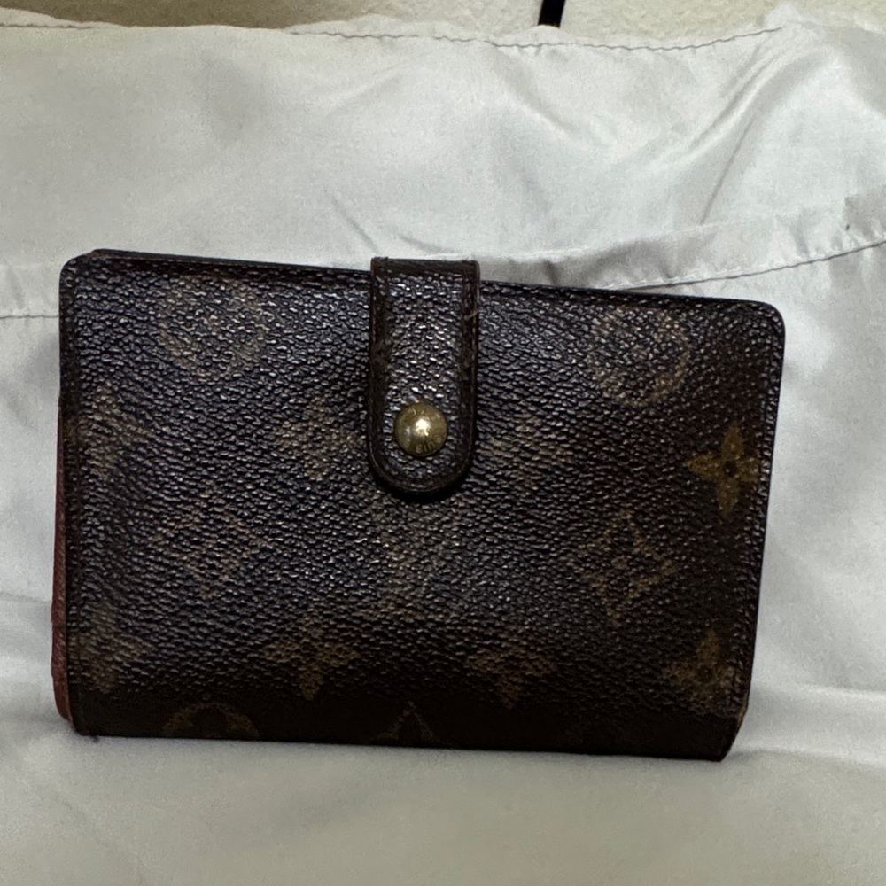 Louis Vuitton Monogram Canvas Dark Brown Wallet with Gold Snap